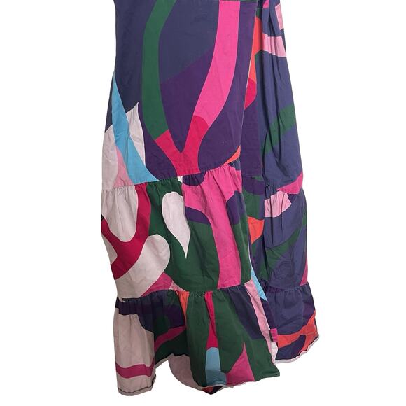 Hutch Marisol wrap midi-dress in a multicolored abstract print sz M - Picture 5 of 8